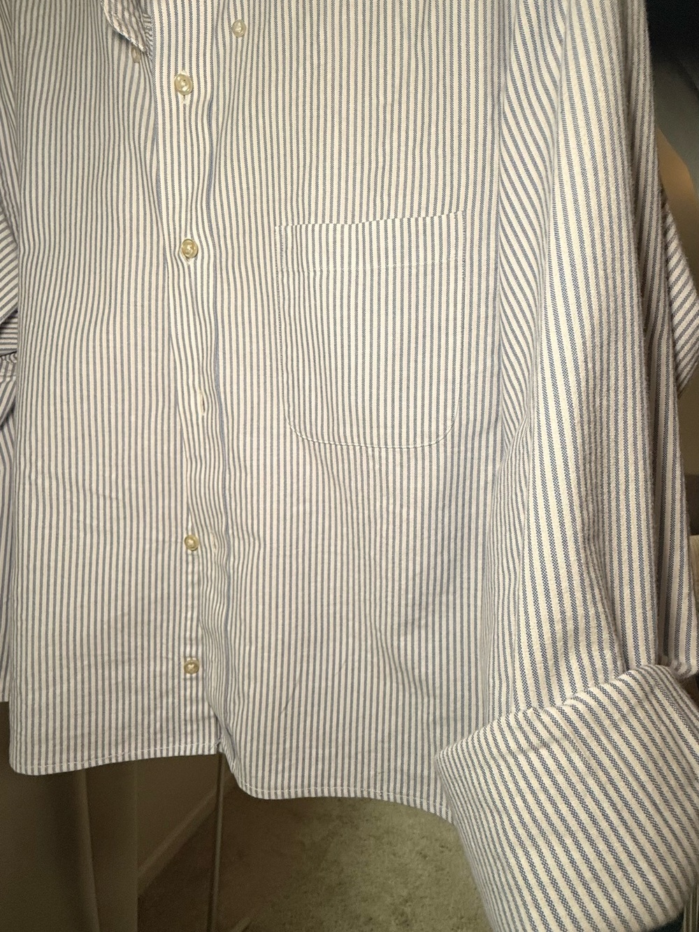 ReLoved Upcycle Ruffle Collar Button Down Shirt Lands' End Men's - Picture 10 of 10